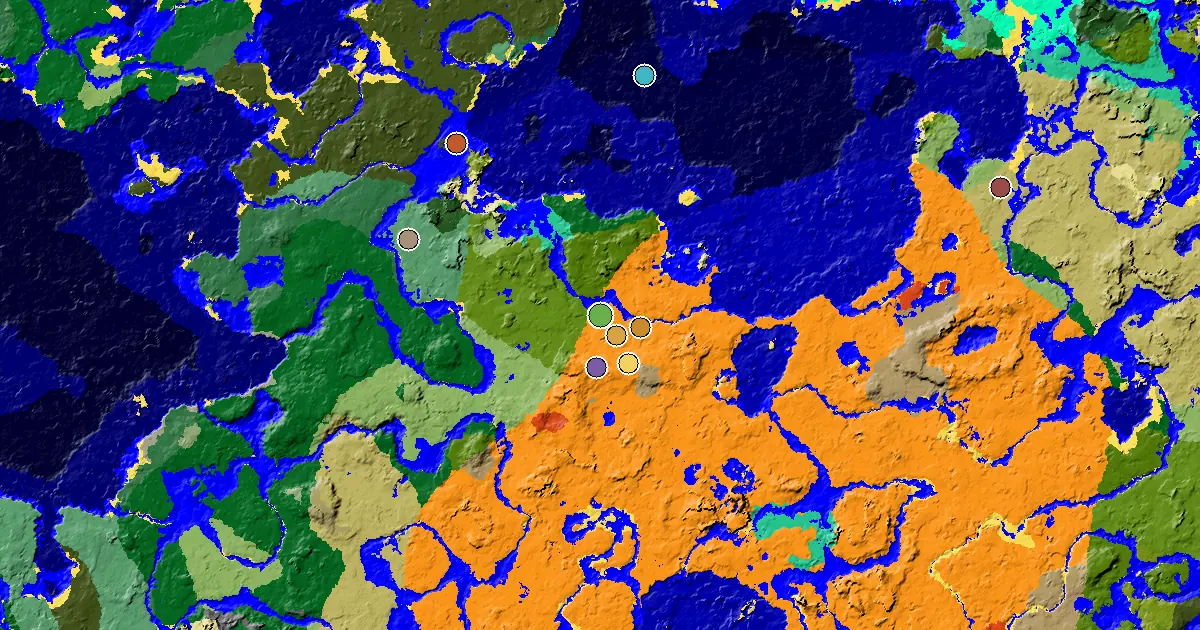 Desert Spawn — a Desert Temple Steps Away — biome and structure map
