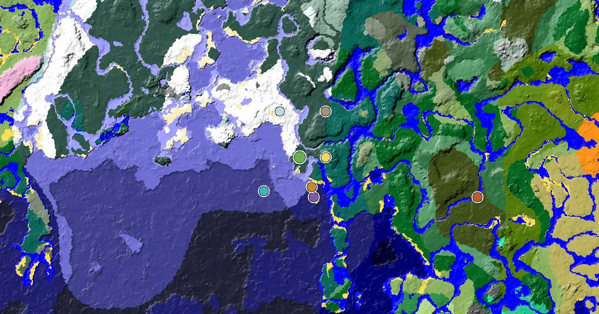 Minecraft Snowy Taiga Seed: a Village Close to Spawn — biome and structure map