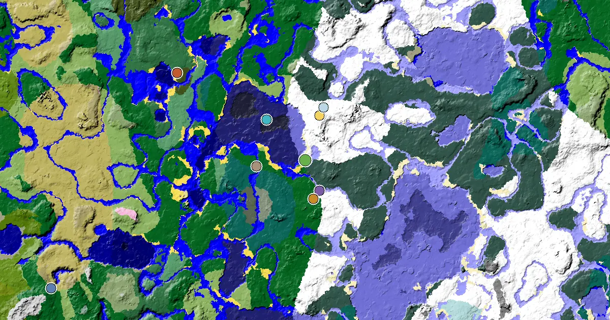 Minecraft Snowy Beach Seed: a Village Close to Spawn — biome and structure map