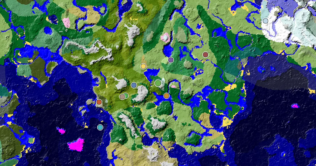 Forest Seed With an Ancient City Under Spawn — biome and structure map