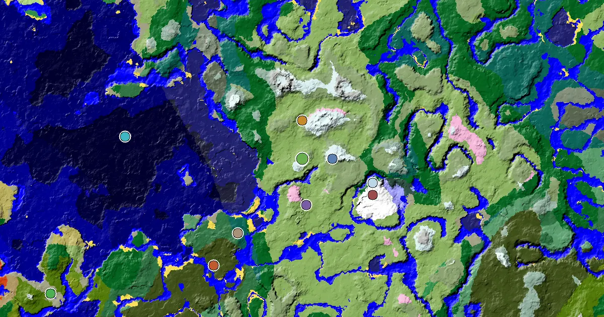 Plains Spawn — a Village at Spawn — biome and structure map
