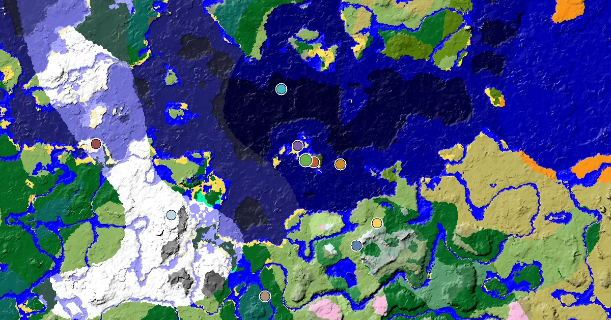 Minecraft Beach Seed: a Woodland Mansion Nearby — biome and structure map