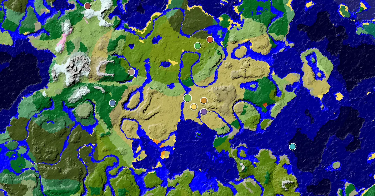 Savanna Seed With a Village Beside Spawn — biome and structure map