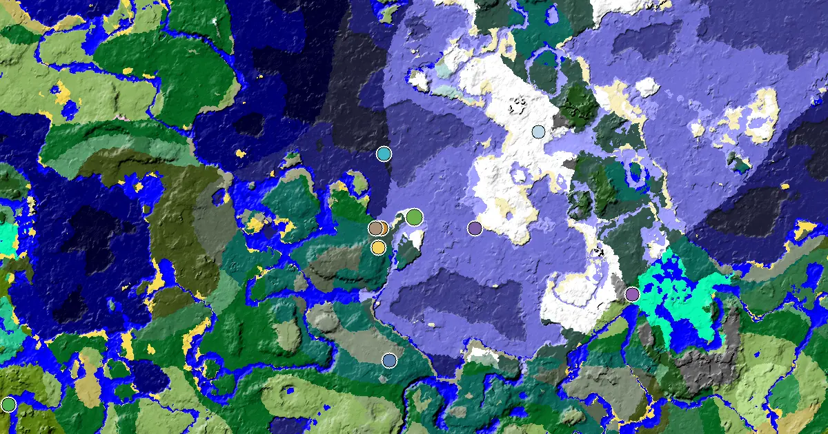 Snowy Beach Spawn — a Village Close to Spawn — biome and structure map