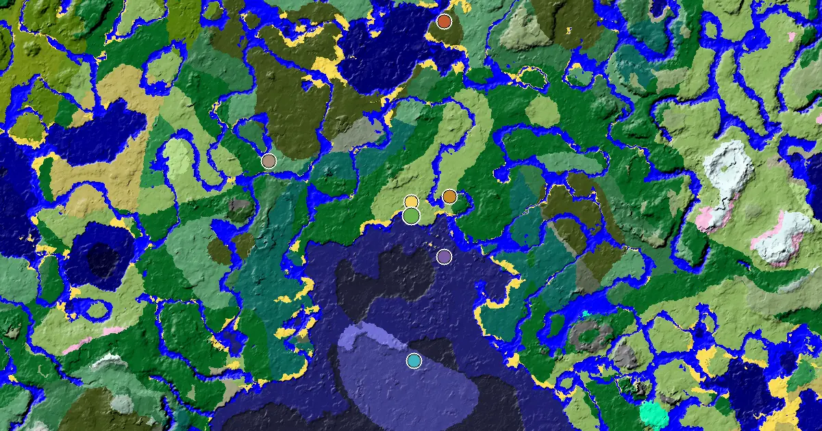 a Village Beside Spawn Near a Beach Spawn — biome and structure map