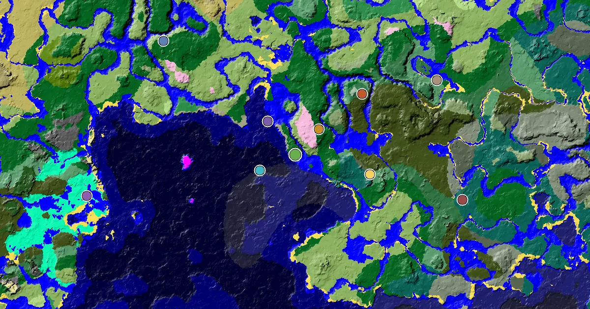 Forest Seed With a Mansion Within Reach — biome and structure map