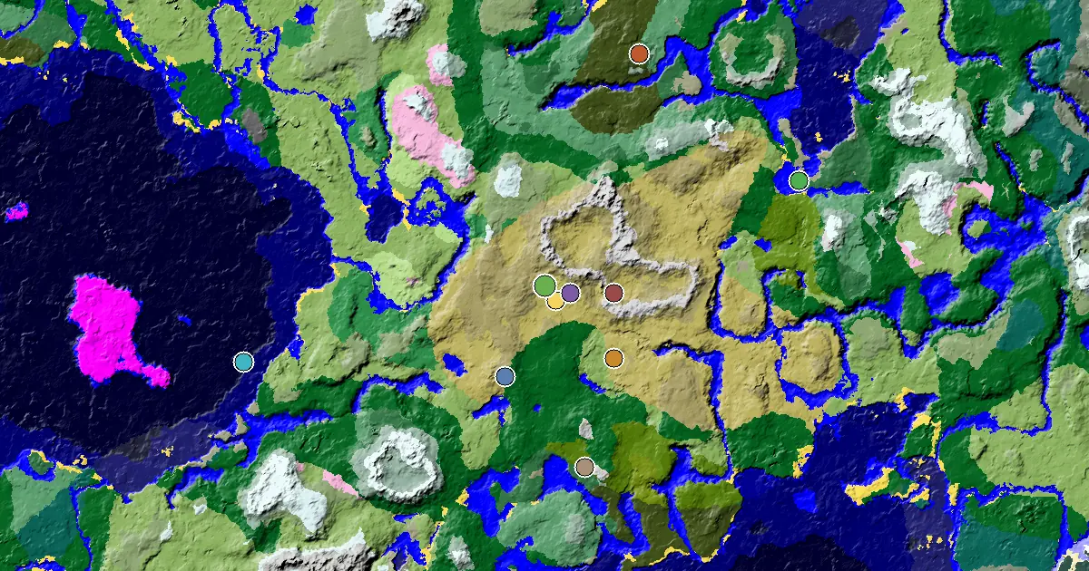 Savanna Seed With a Village Beside Spawn — biome and structure map