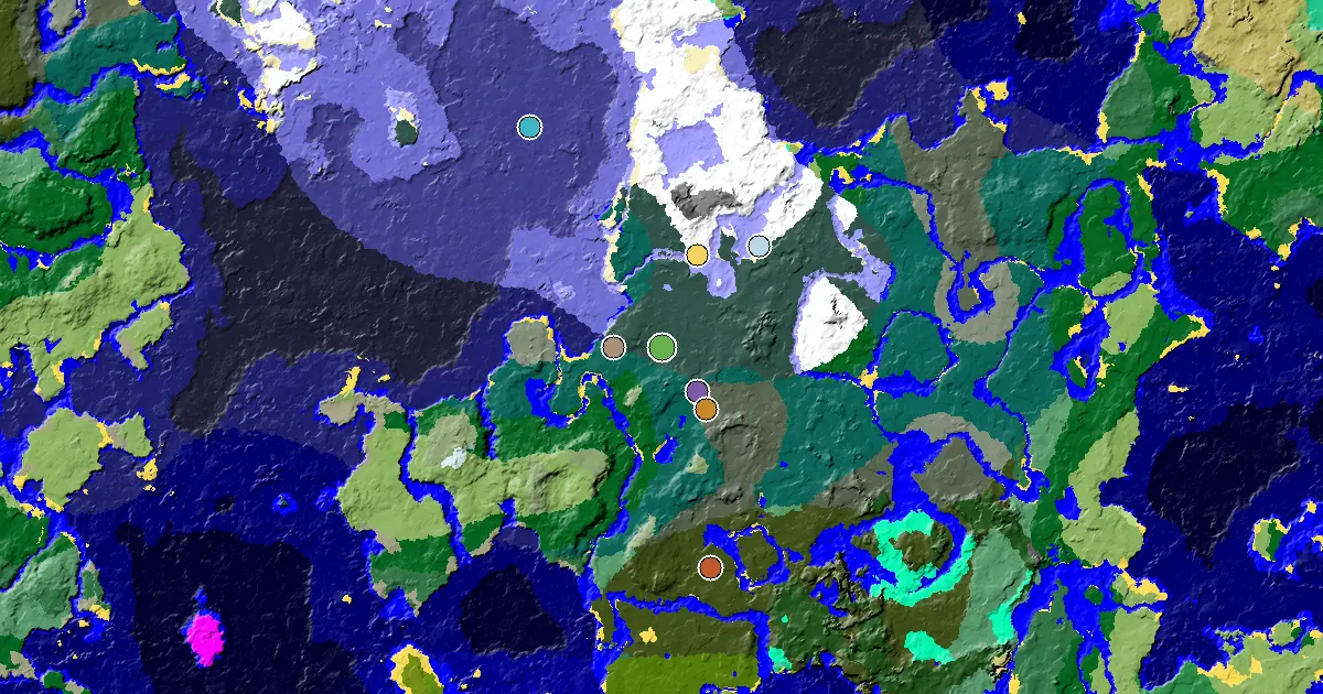 Minecraft Snowy Taiga Seed: a Mansion Within Reach — biome and structure map