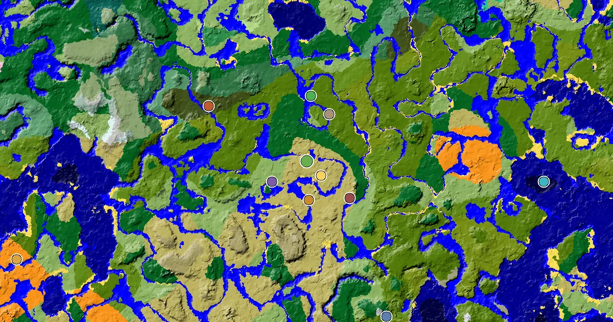 Savanna Spawn — a Village Beside Spawn — biome and structure map