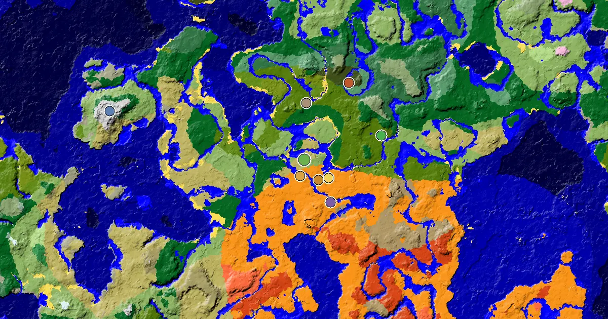Savanna Seed With a Desert Temple Steps Away — biome and structure map