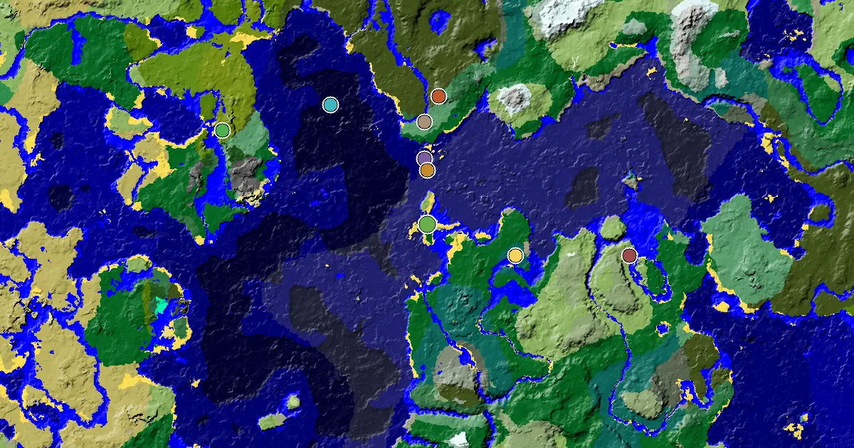 Minecraft Beach Seed: a Mansion Within Reach — biome and structure map