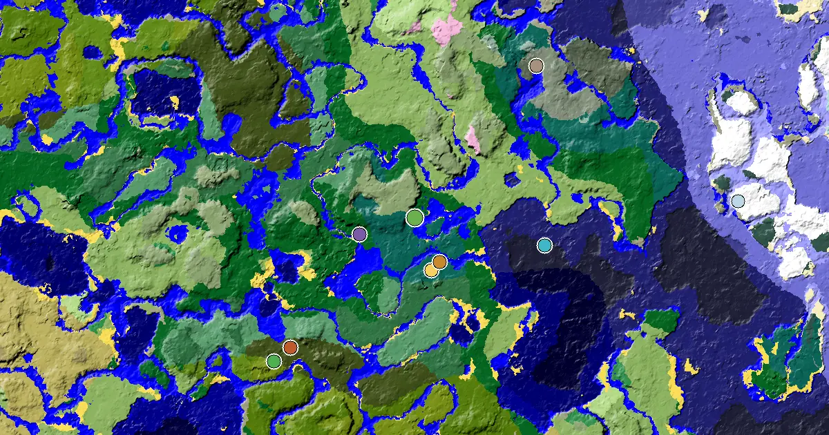 Taiga Spawn — a Mansion Within Reach — biome and structure map