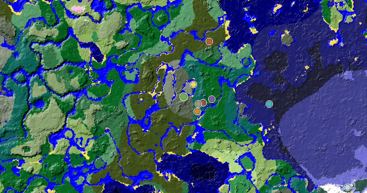 a Mansion Within Reach Near a Old Growth Pine Taiga Spawn — biome and structure map