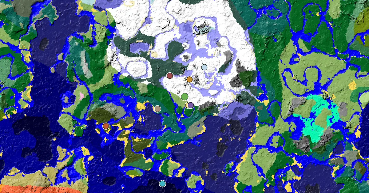 Minecraft Snowy Plains Seed: a Village Beside Spawn — biome and structure map