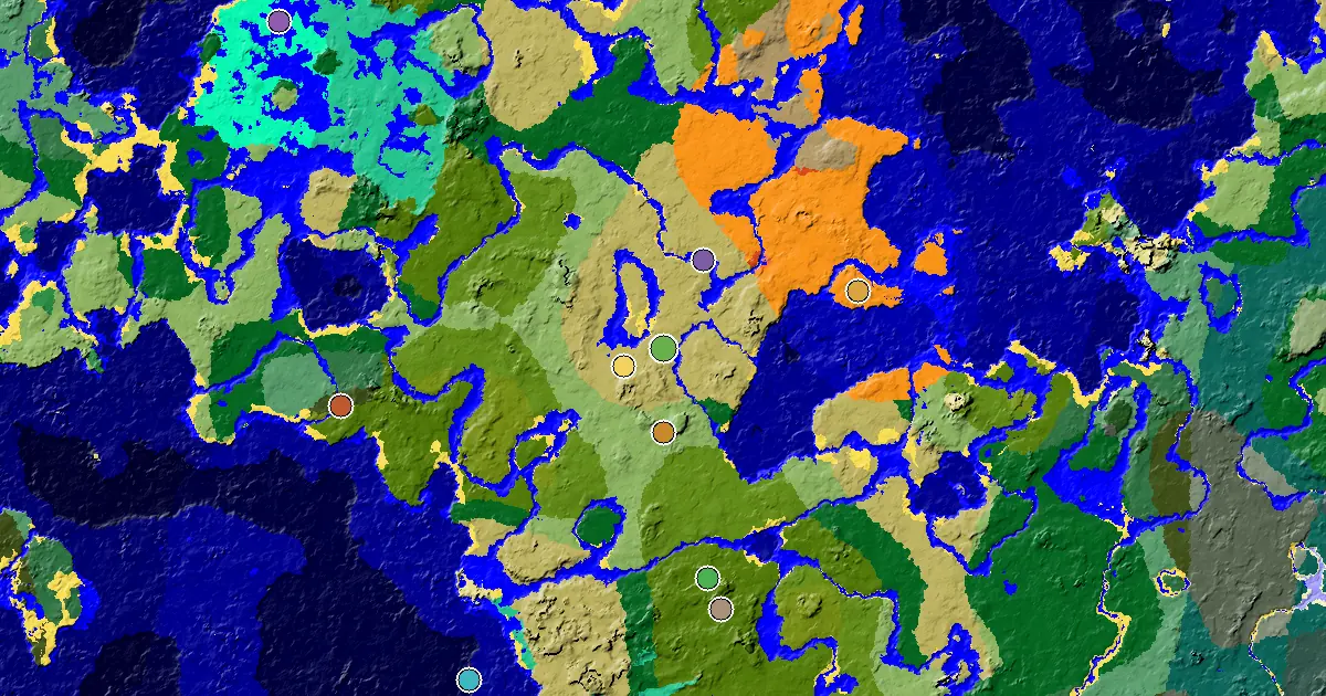 Savanna Seed With a Village Beside Spawn — biome and structure map