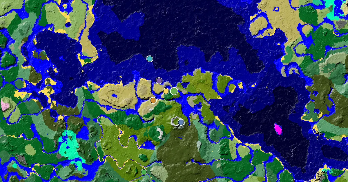 Forest Spawn — a Village Beside Spawn — biome and structure map
