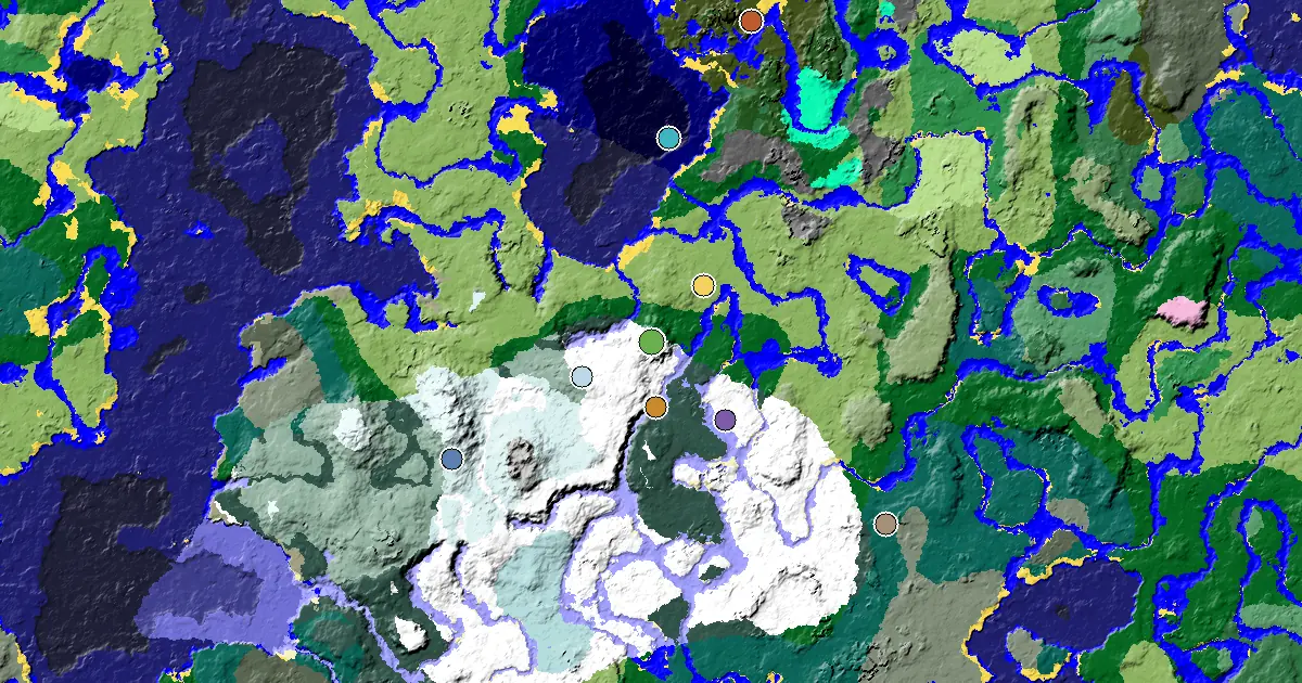 Minecraft Snowy Plains Seed: a Village Close to Spawn — biome and structure map