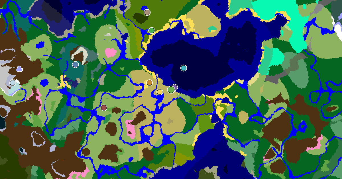Savanna Seed With a Village Beside Spawn — biome and structure map