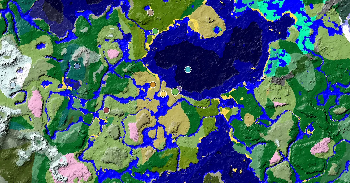 Savanna Seed With a Village Beside Spawn — biome and structure map