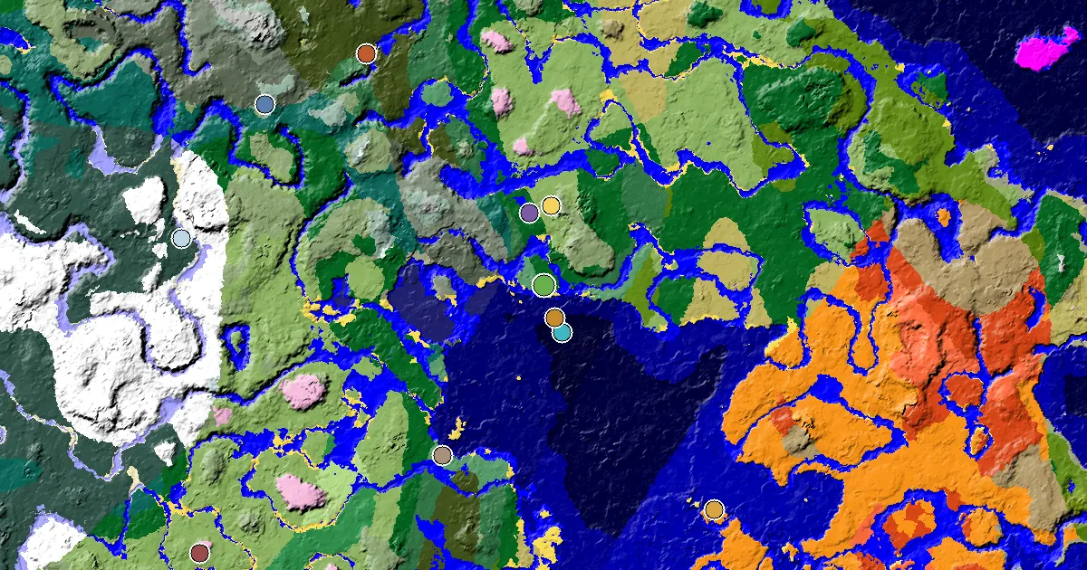 Forest Seed With a Village Close to Spawn — biome and structure map