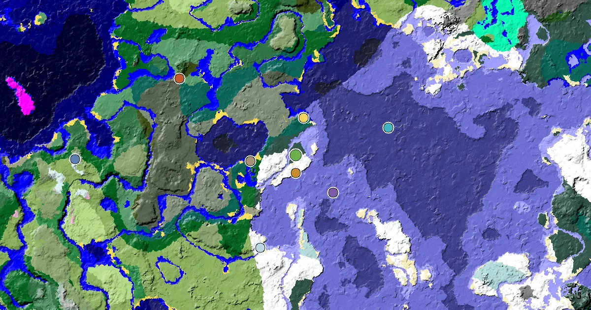 a Trial Chamber by Spawn Near a Snowy Taiga Spawn — biome and structure map