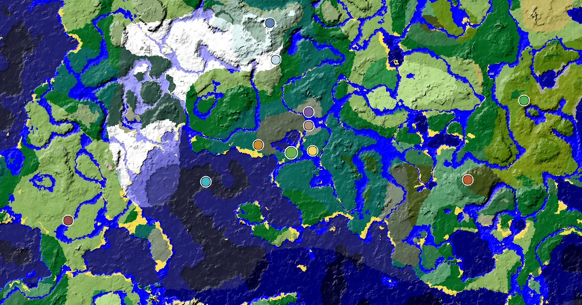a Village Beside Spawn Near a Taiga Spawn — biome and structure map