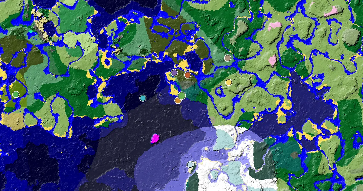 Minecraft Taiga Seed: a Woodland Mansion Nearby — biome and structure map
