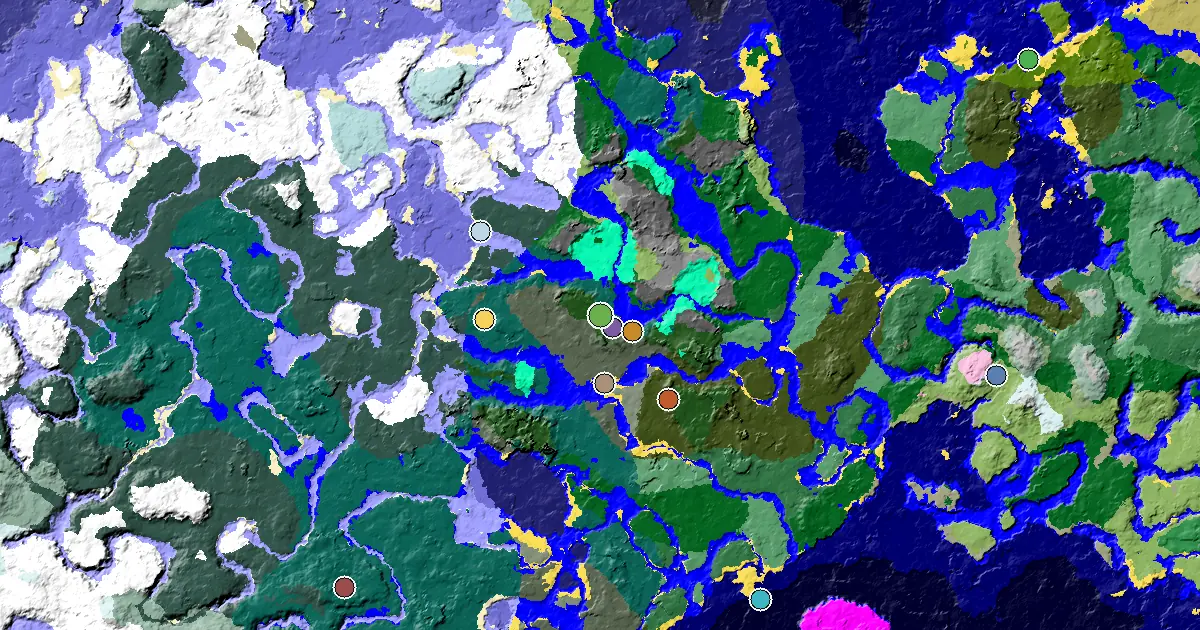 Minecraft Taiga Seed: a Woodland Mansion Nearby — biome and structure map