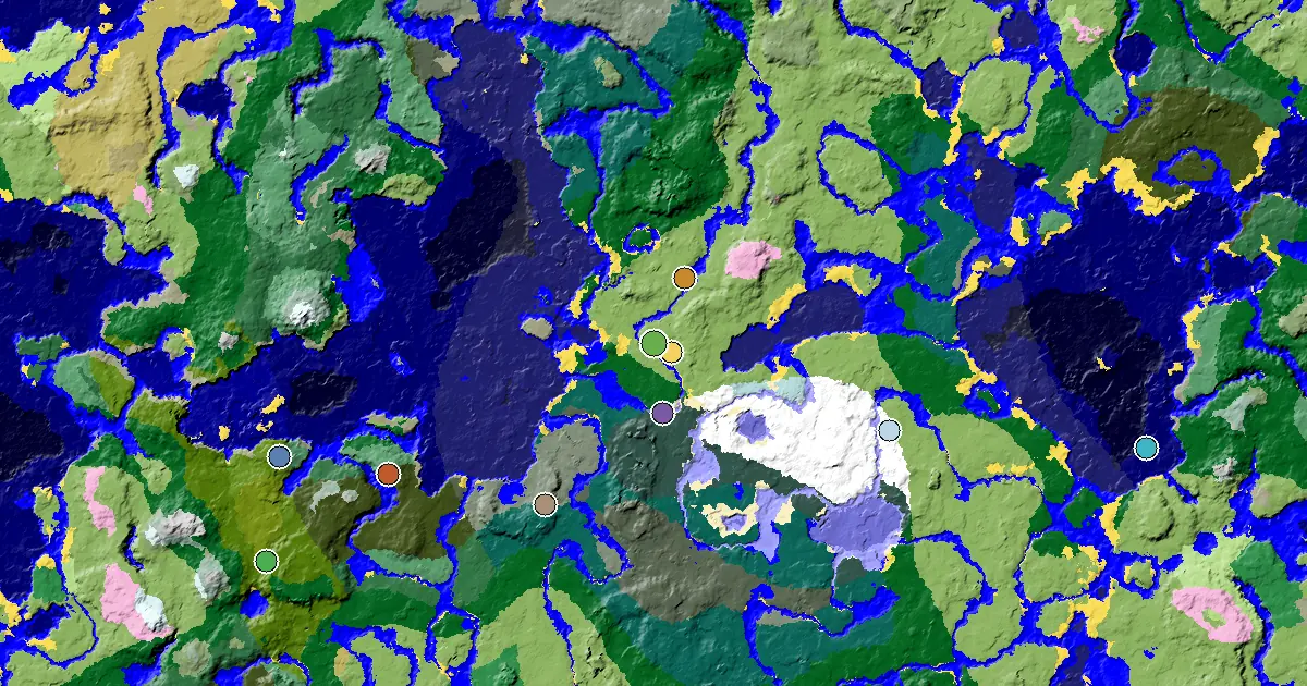 Plains Seed With a Village at Spawn — biome and structure map