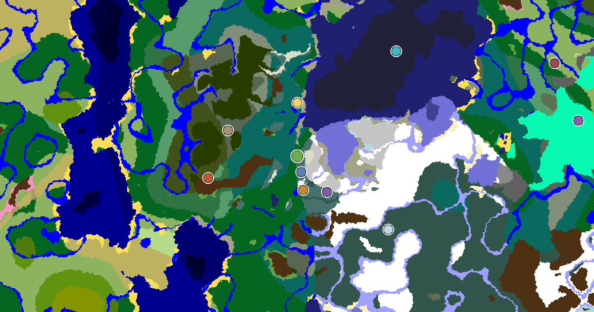 Forest Seed With an Ancient City Under Spawn — biome and structure map