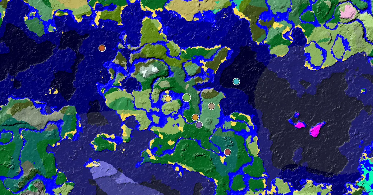 Forest Seed With a Village Close to Spawn — biome and structure map