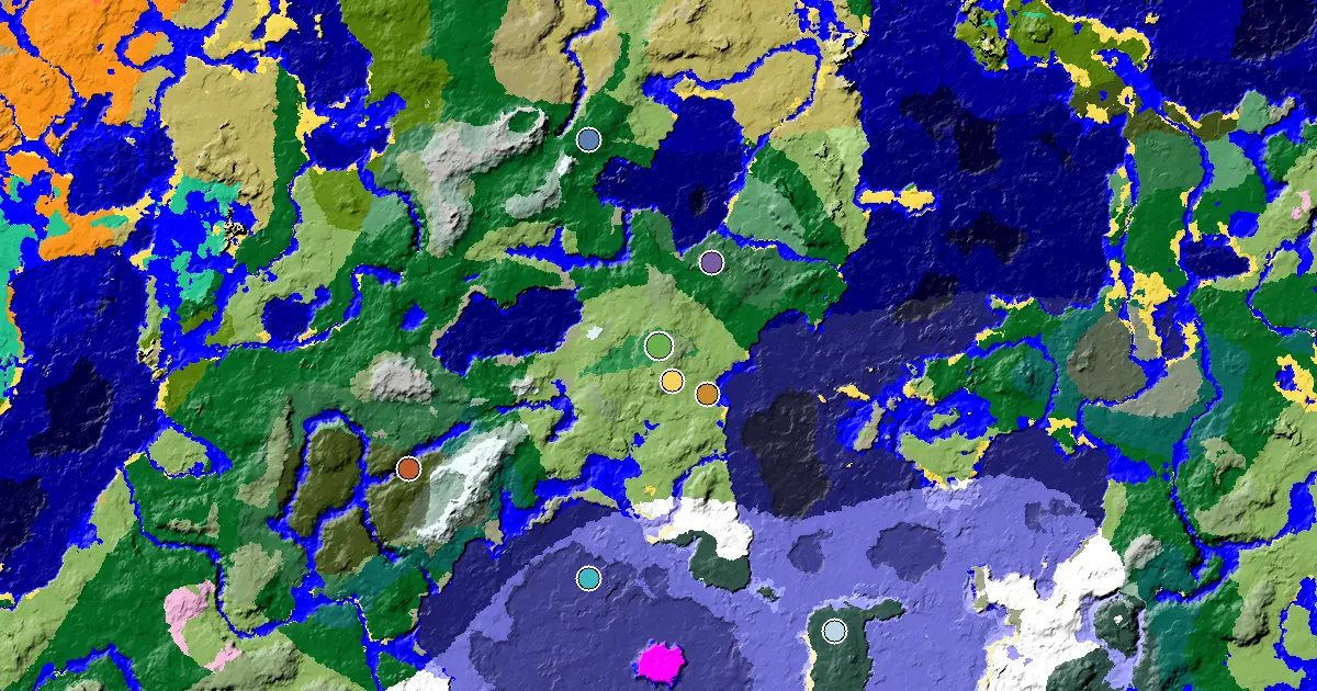 Flower Forest Spawn — a Village Beside Spawn — biome and structure map