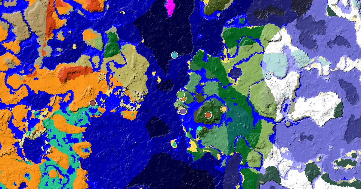 Beach Seed With a Woodland Mansion Nearby — biome and structure map