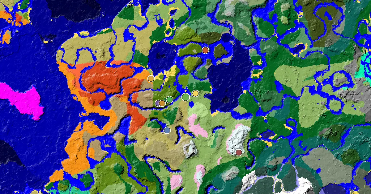 Savanna Seed With a Village Beside Spawn — biome and structure map