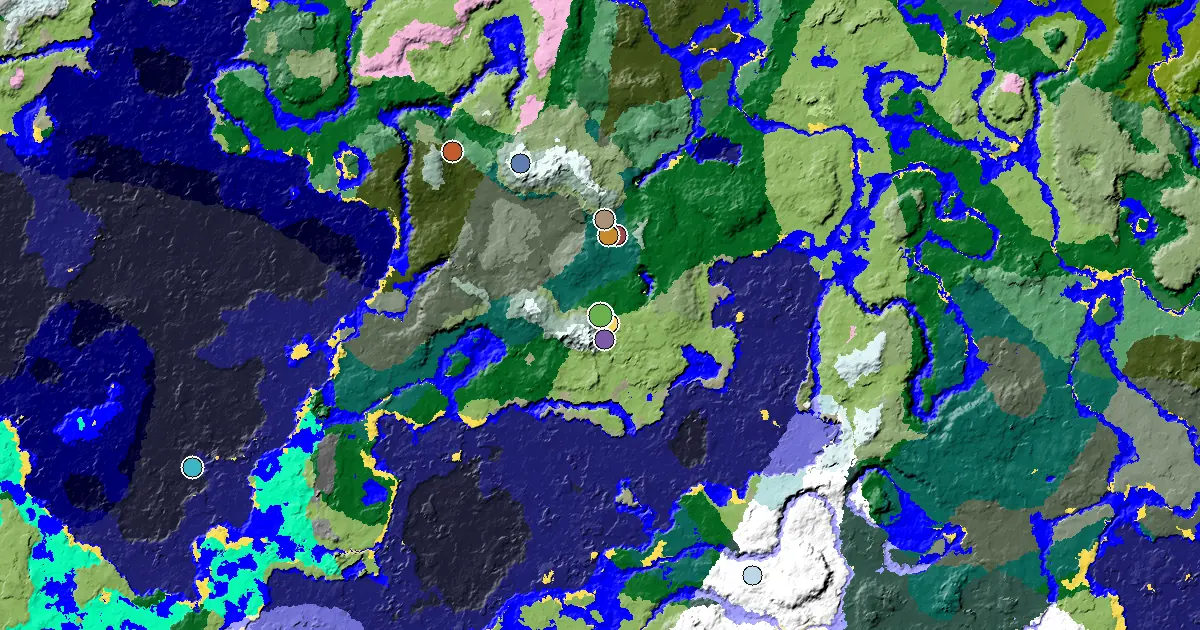 Minecraft Forest Seed: a Village at Spawn — biome and structure map