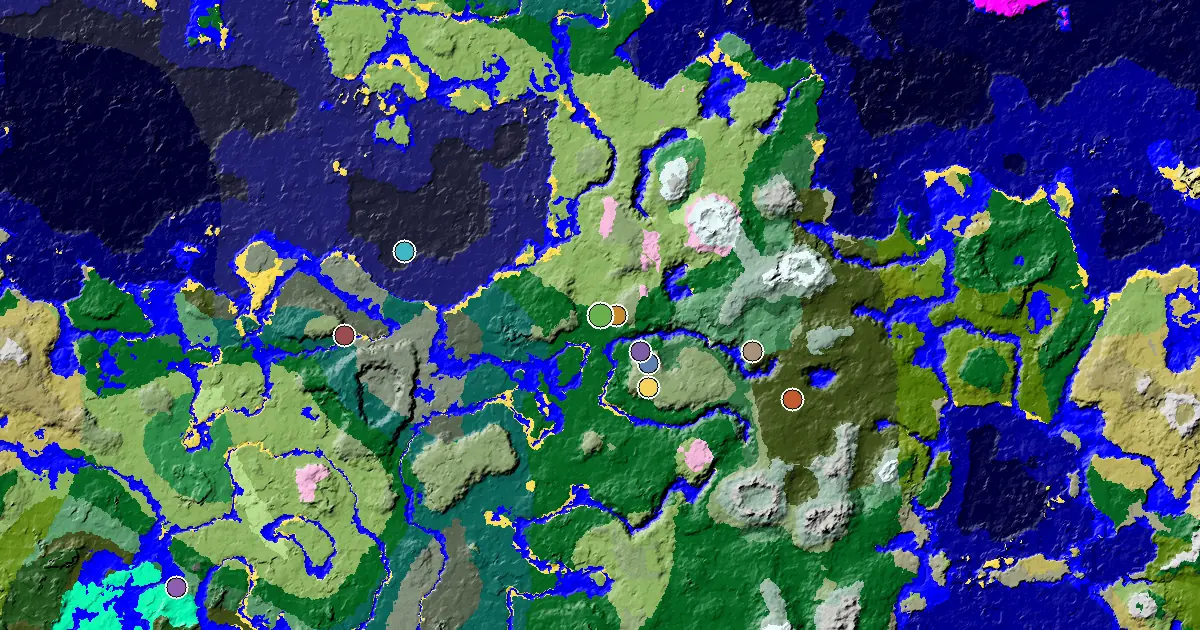 Forest Seed With an Ancient City Under Spawn — biome and structure map
