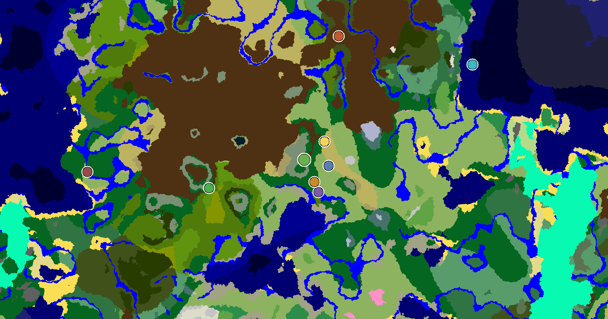 Stony Peaks Seed With an Ancient City Under Spawn — biome and structure map