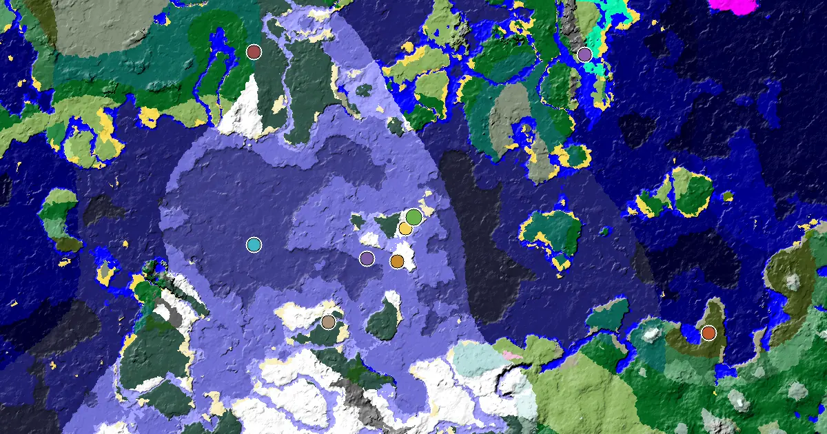 a Village Beside Spawn Near a Snowy Plains Spawn — biome and structure map