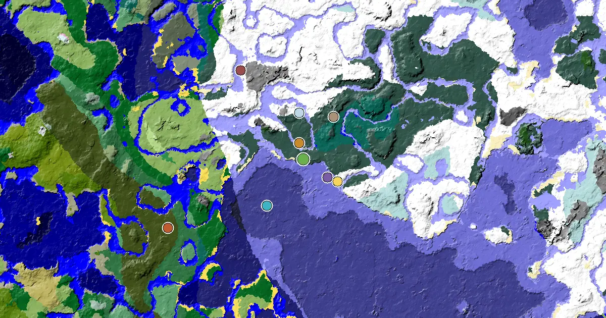 Snowy Taiga Seed With a Trial Chamber by Spawn — biome and structure map