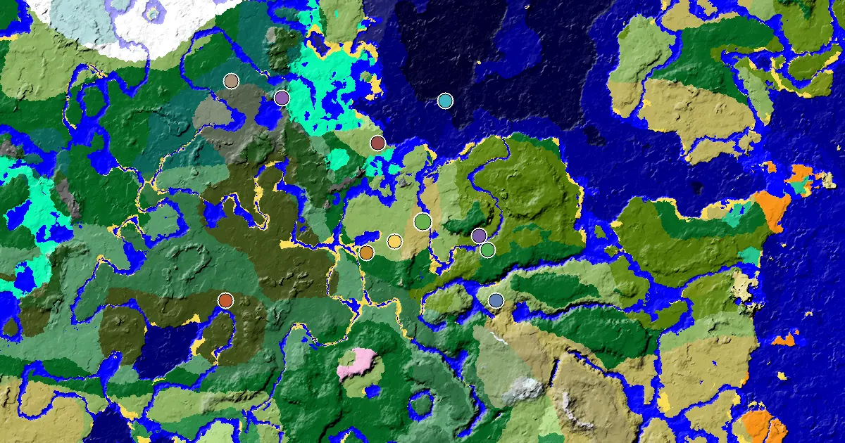 Savanna Seed With a Village Beside Spawn — biome and structure map