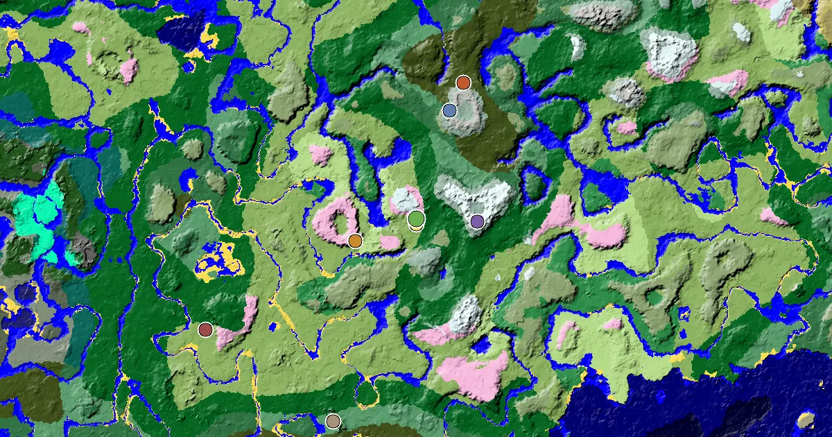 Minecraft Dripstone Caves Seed: a Village at Spawn — biome and structure map