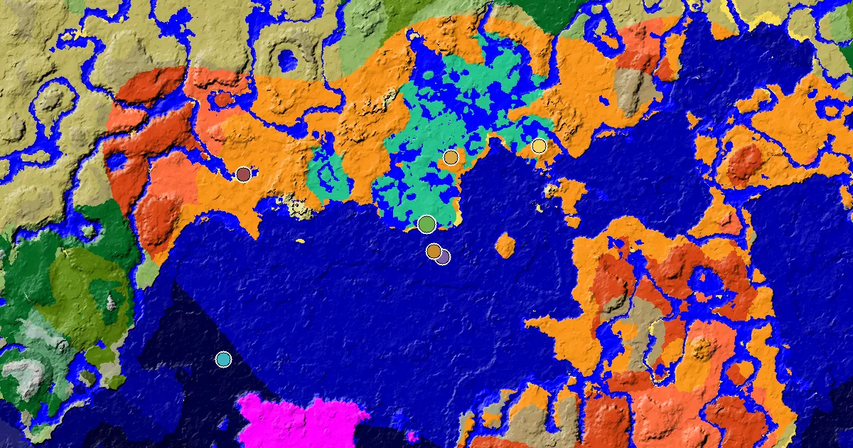 Great Structures Nearby Near a Desert Spawn — biome and structure map