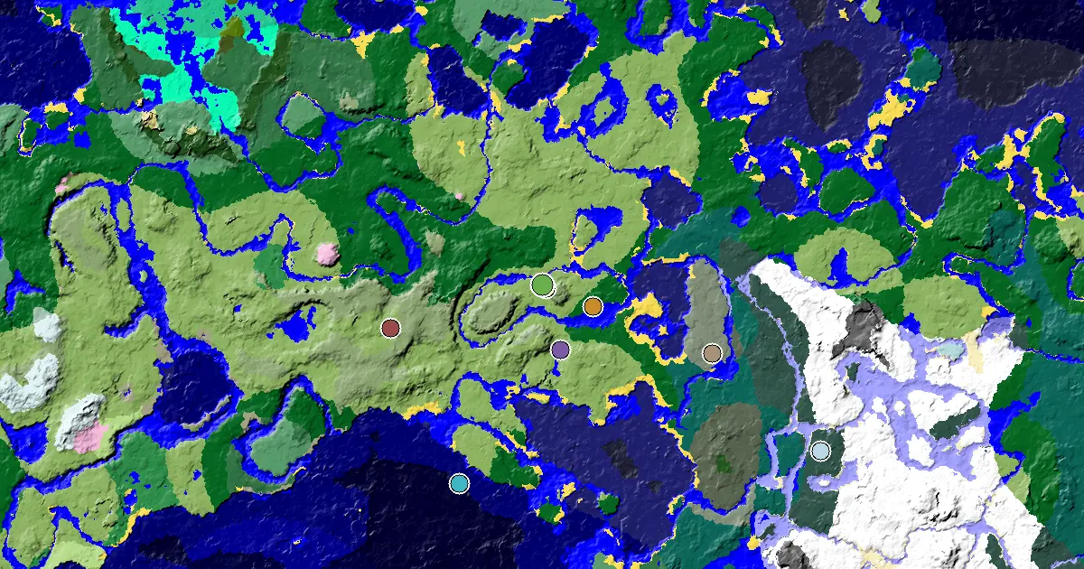 Plains Seed With a Village at Spawn — biome and structure map