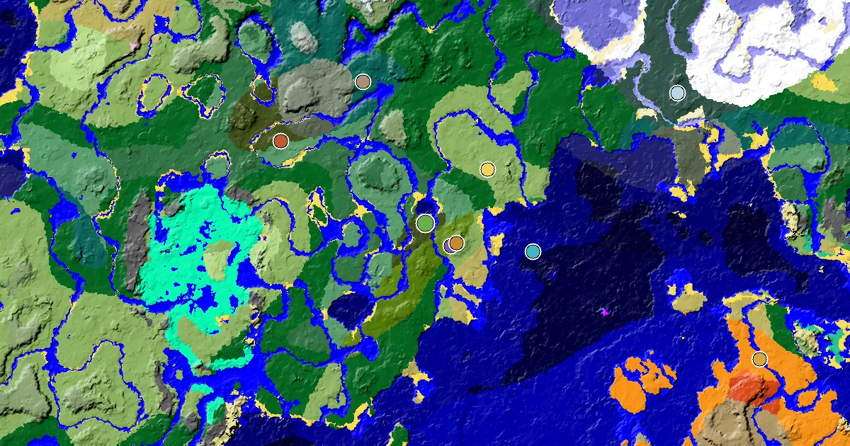 Minecraft Dark Forest Seed: a Mansion Within Reach — biome and structure map