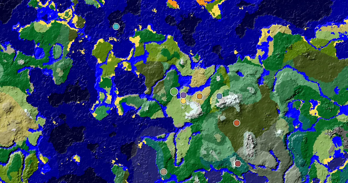 Forest Seed With a Village Beside Spawn — biome and structure map