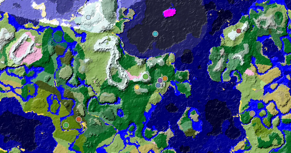 Minecraft Frozen Peaks Seed: an Ancient City Under Spawn — biome and structure map