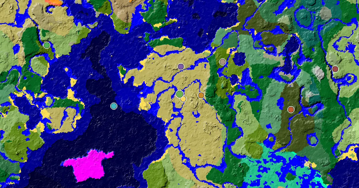 Savanna Spawn — a Village Beside Spawn — biome and structure map