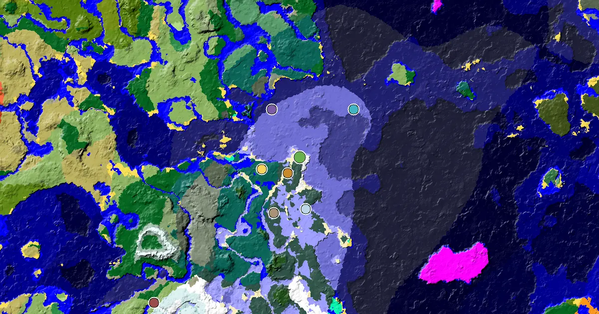 Snowy Plains Seed With a Village Close to Spawn — biome and structure map