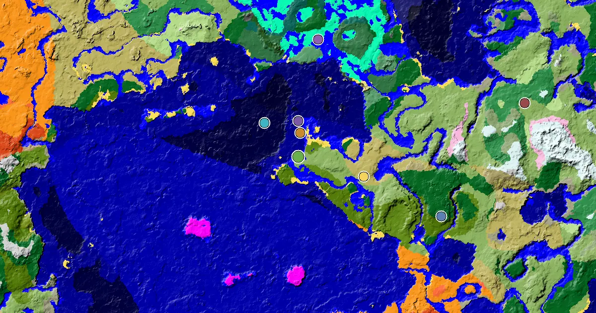 Beach Spawn — Great Structures Nearby — biome and structure map