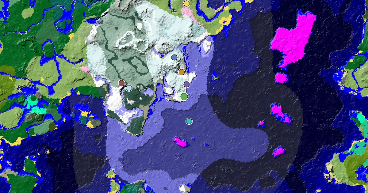 Snowy Slopes Spawn — Great Structures Nearby — biome and structure map